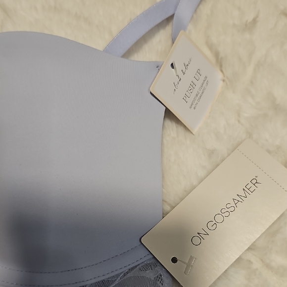 On Gossamer Women's Soft Blue Lace Bra - Picture 2 of 6